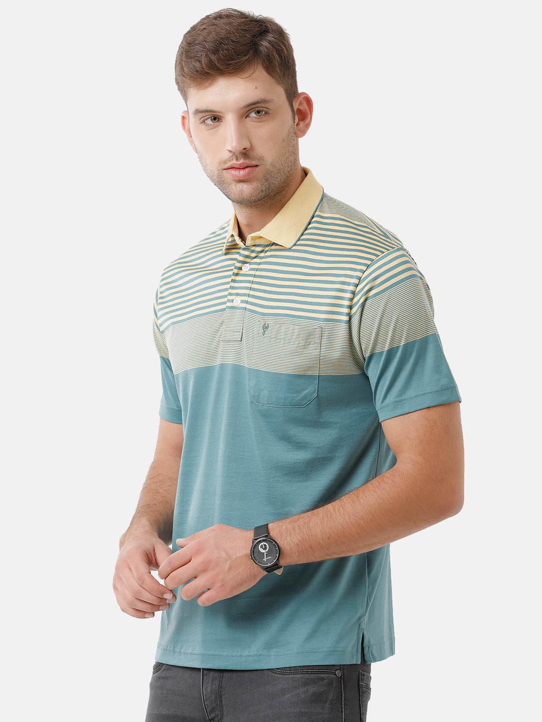 Classic Polo Mens Cotton Striped Half Sleeve Authentic Fit Polo Neck Multicolor T-Shirt | Ultimo 279 B