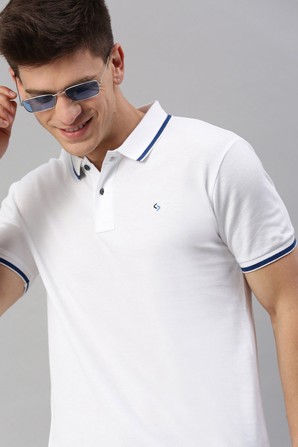 Classic Polo Men's Cotton Half Sleeve Solid Slim Fit Polo Neck White Color T-Shirt | Prm - 749 A