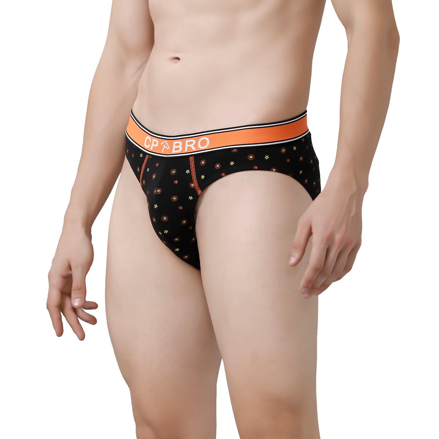 CP BRO Men's Printed Briefs with Exposed Waistband Value Pack - Black Dot & Olive Green (Pack of 2)
