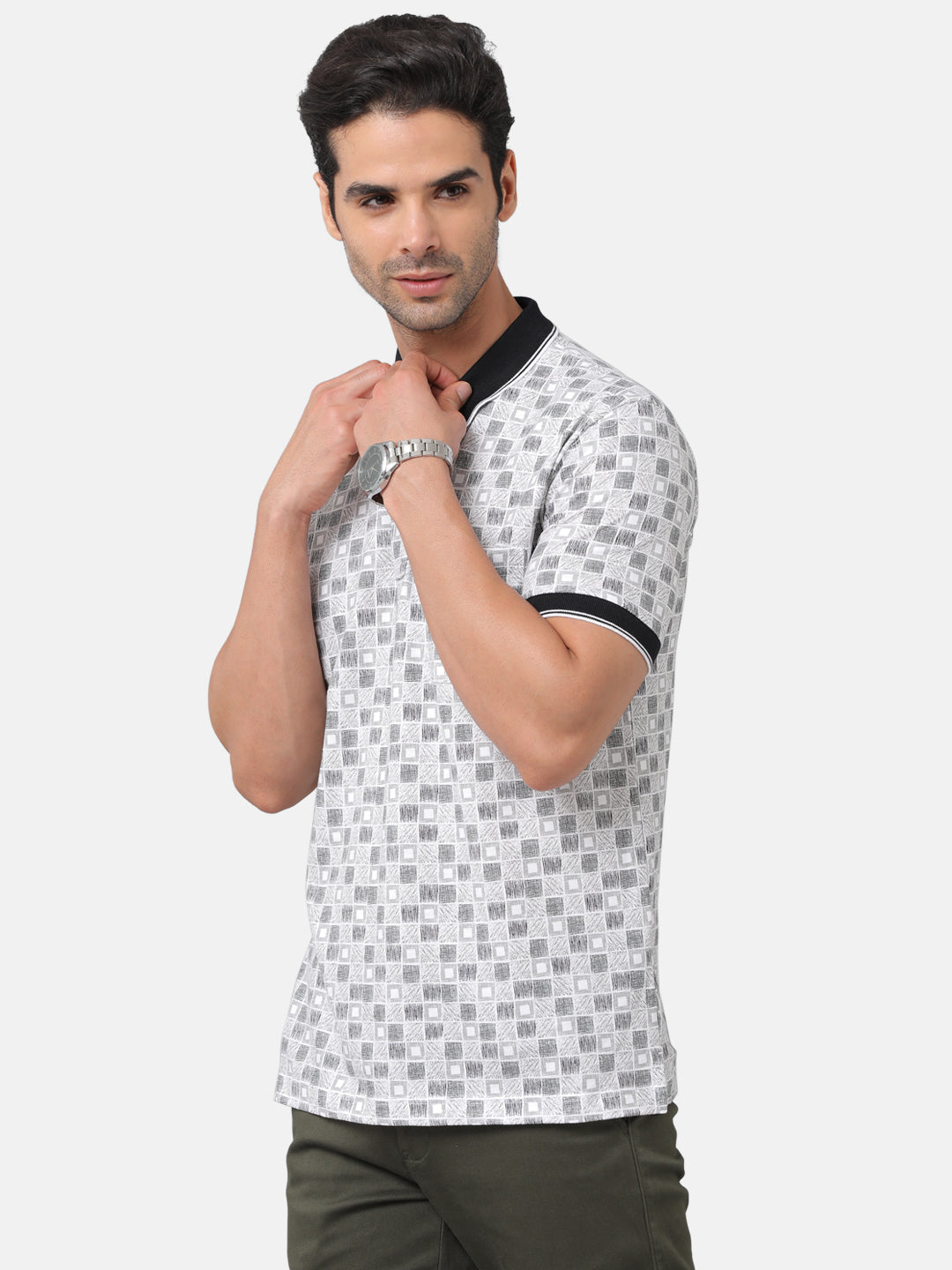 Classic Polo Mens Cotton Printed Slim Fit Half Sleeve Polo Neck Multicolor T-Shirt | Beau 173b