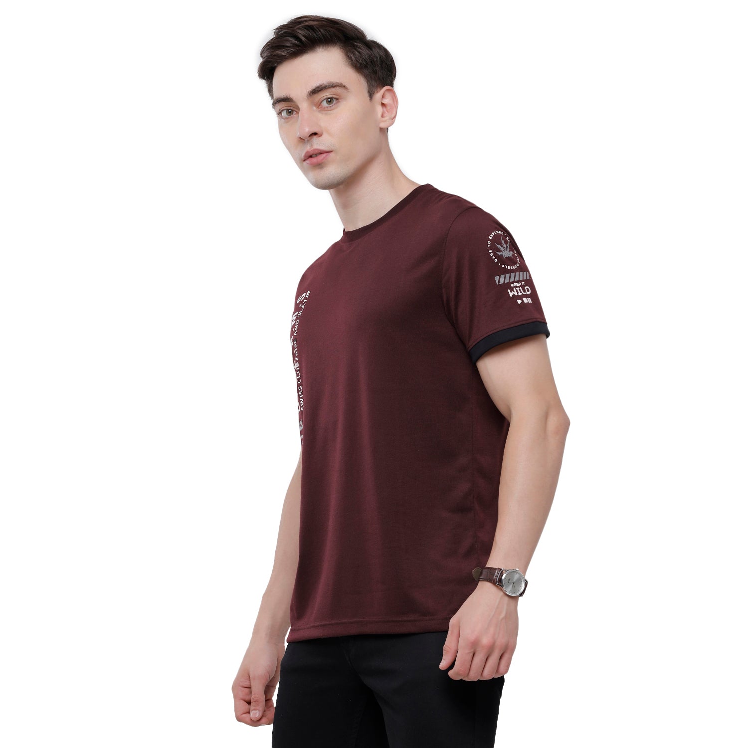 Swiss Club Mens Chest Print Half Sleeve Slim Fit T-Shirt (CUB - 41 A SF C) T-shirt Swiss Club 