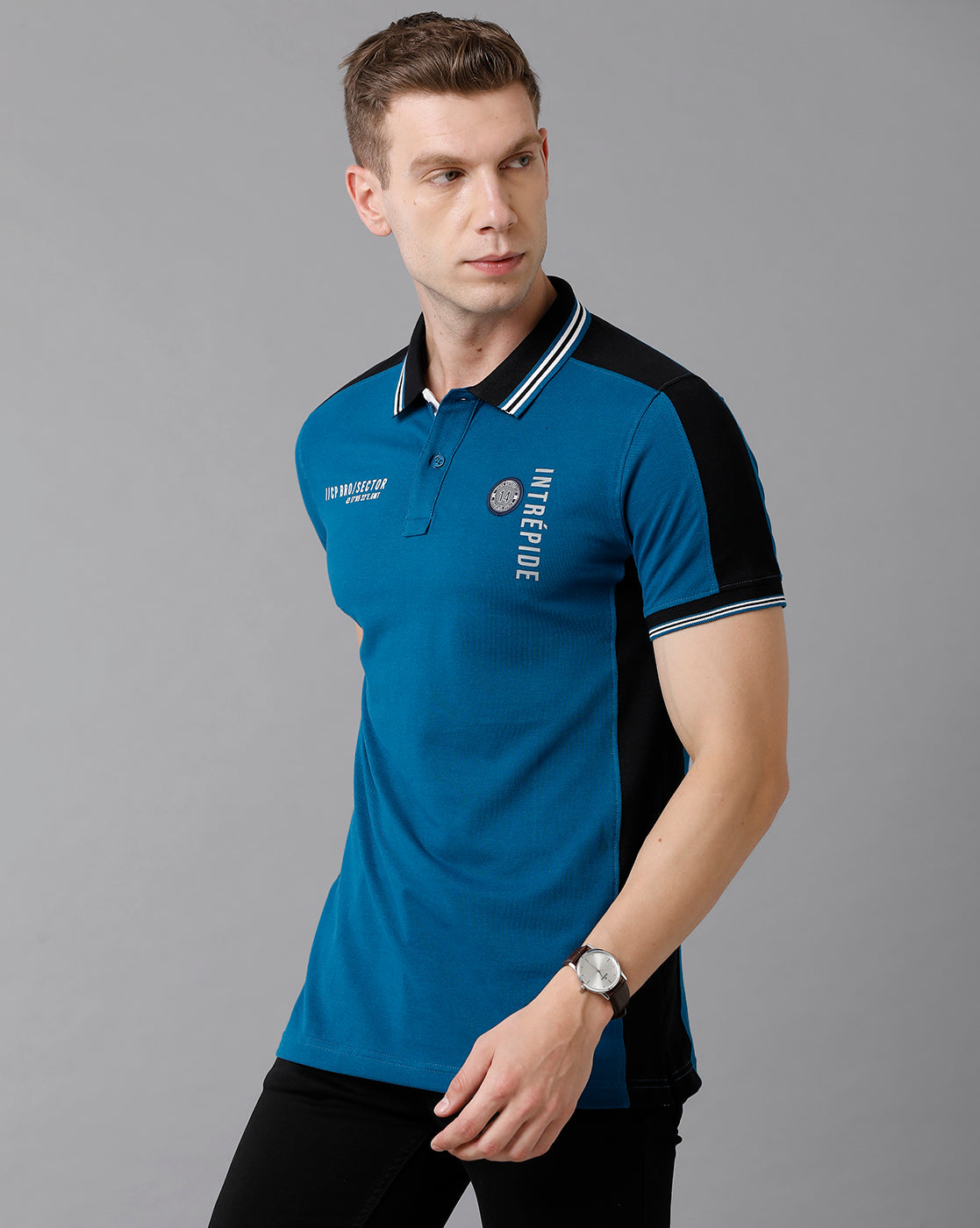 CP BRO Men's Cotton Color Block Slim Fit Multicolor T-Shirt | Brp - 338 A