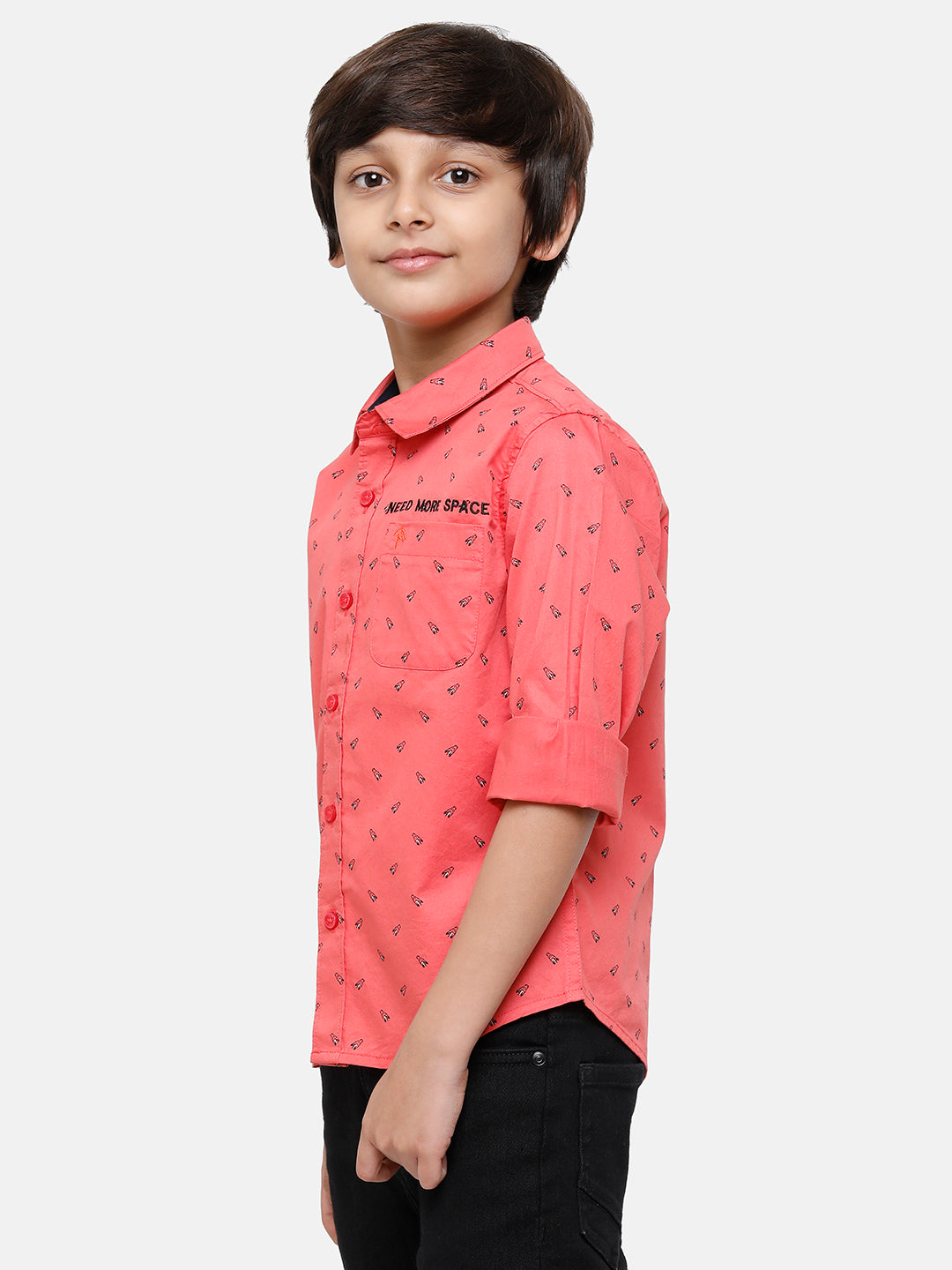 CP Boys Red Printed Full Sleeve Slim Fit Shirt Shirts Classic Polo 