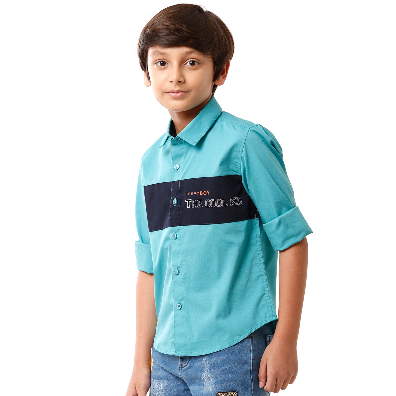 Classic Polo Bro Boys Solid Full Sleeve Slim Fit Blue Color Shirt - BBSH S2 39 D Shirts Classic Polo 