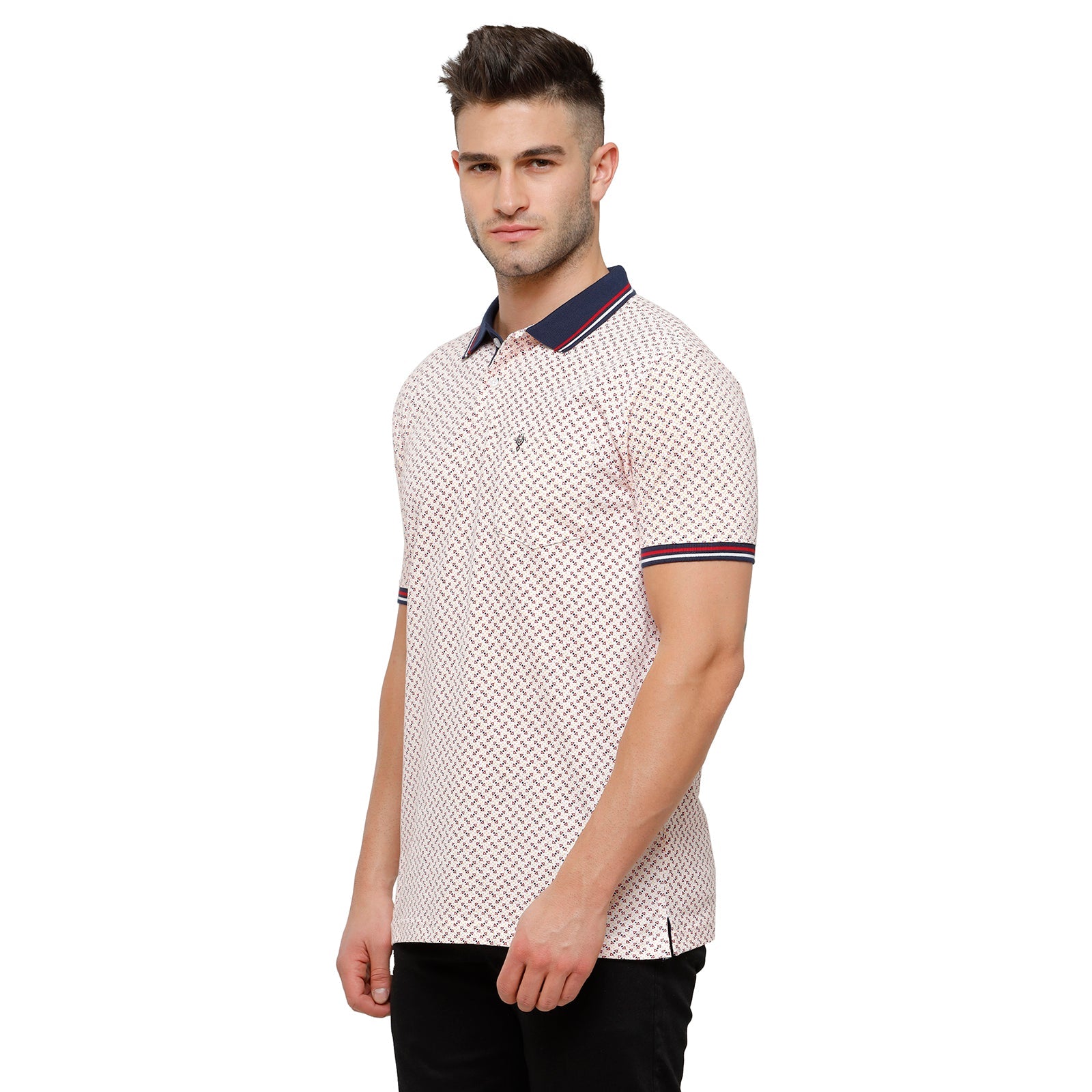 Classic Polo Mens Graphic Slim Fit Polo Neck Mild Pink Colour T-Shirt - PRM 688A T-shirt Classic Polo 