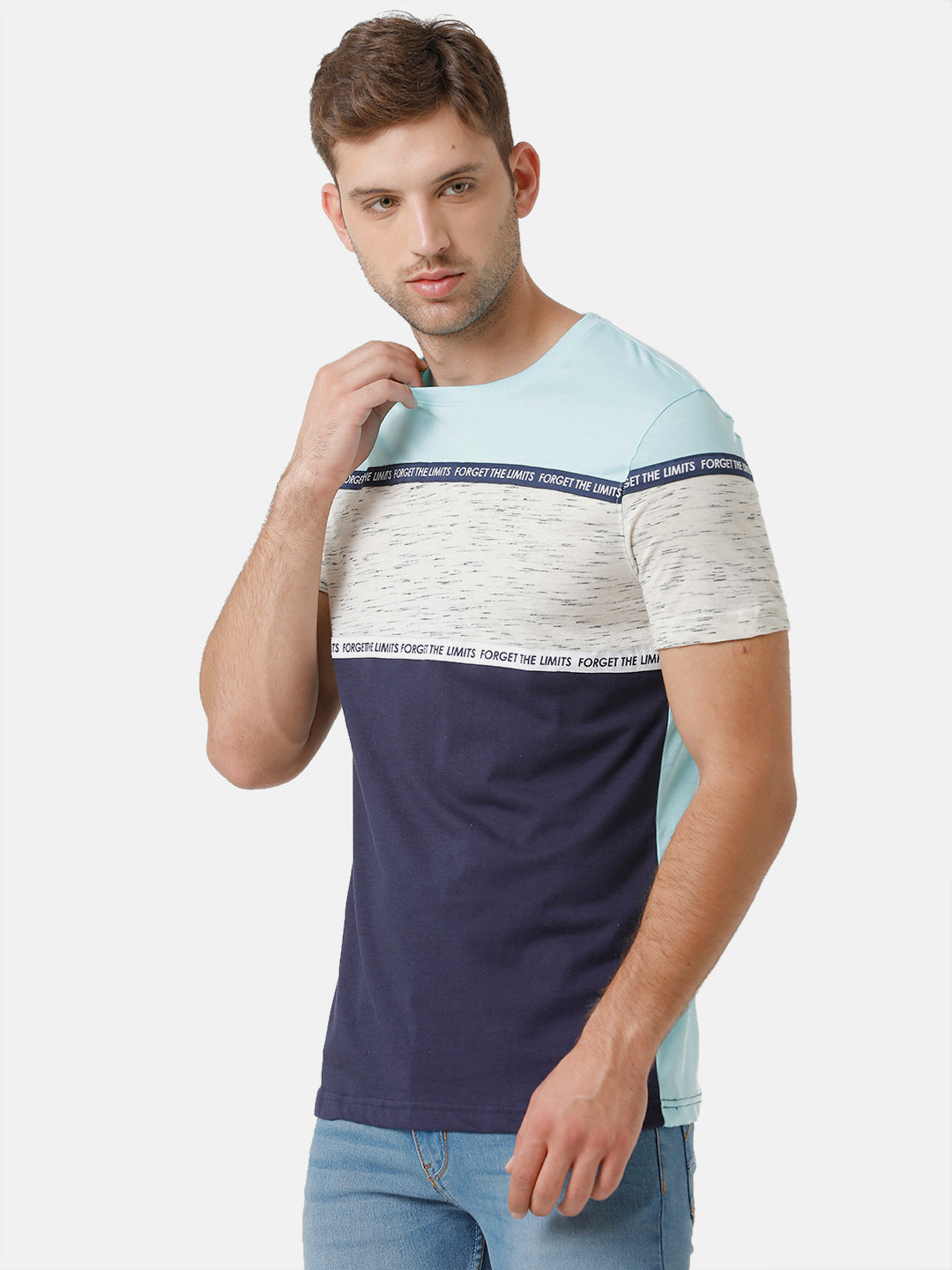 CP BRO Men's Cotton Half Sleeve Color Block Slim Fit Round Neck Multicolor T-Shirt | Brcn 469 B