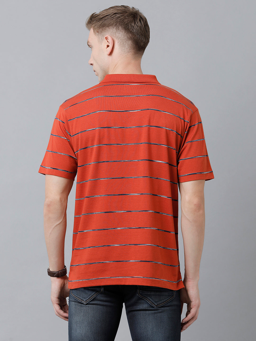 Classic Polo Men's Cotton Half Sleeve Striped Authentic Fit Polo Neck Red Color T-Shirt | Nexon - 03 B