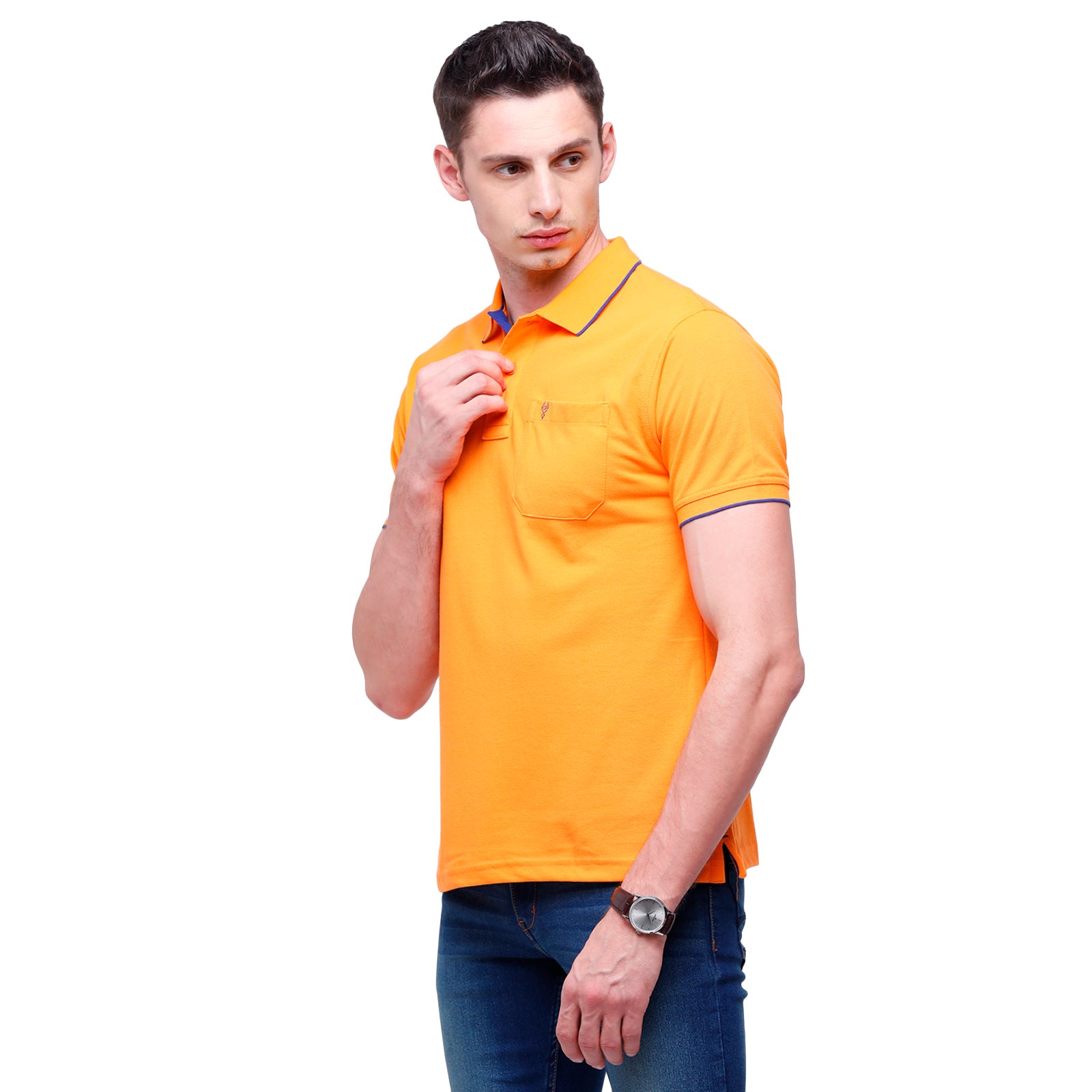 Classic Polo Men's Smart Double Pique Polo Half Sleeve Authentic Fit T-Shirt | Nova - Orange