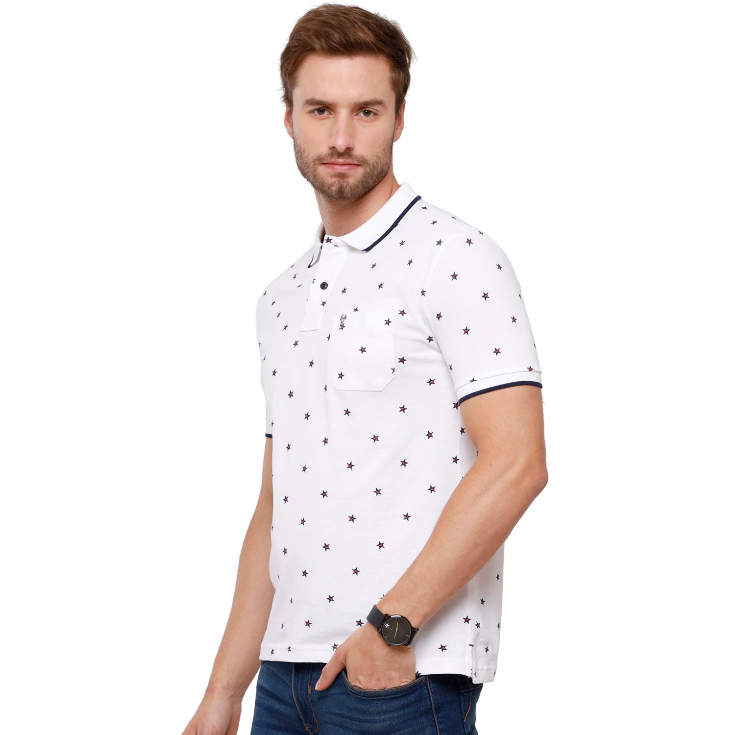 Classic Polo Mens Printed Half Sleeve Slim Fit Polo Neck T-Shirt (BEAU - 161 A SF P) T-shirt Classic Polo 
