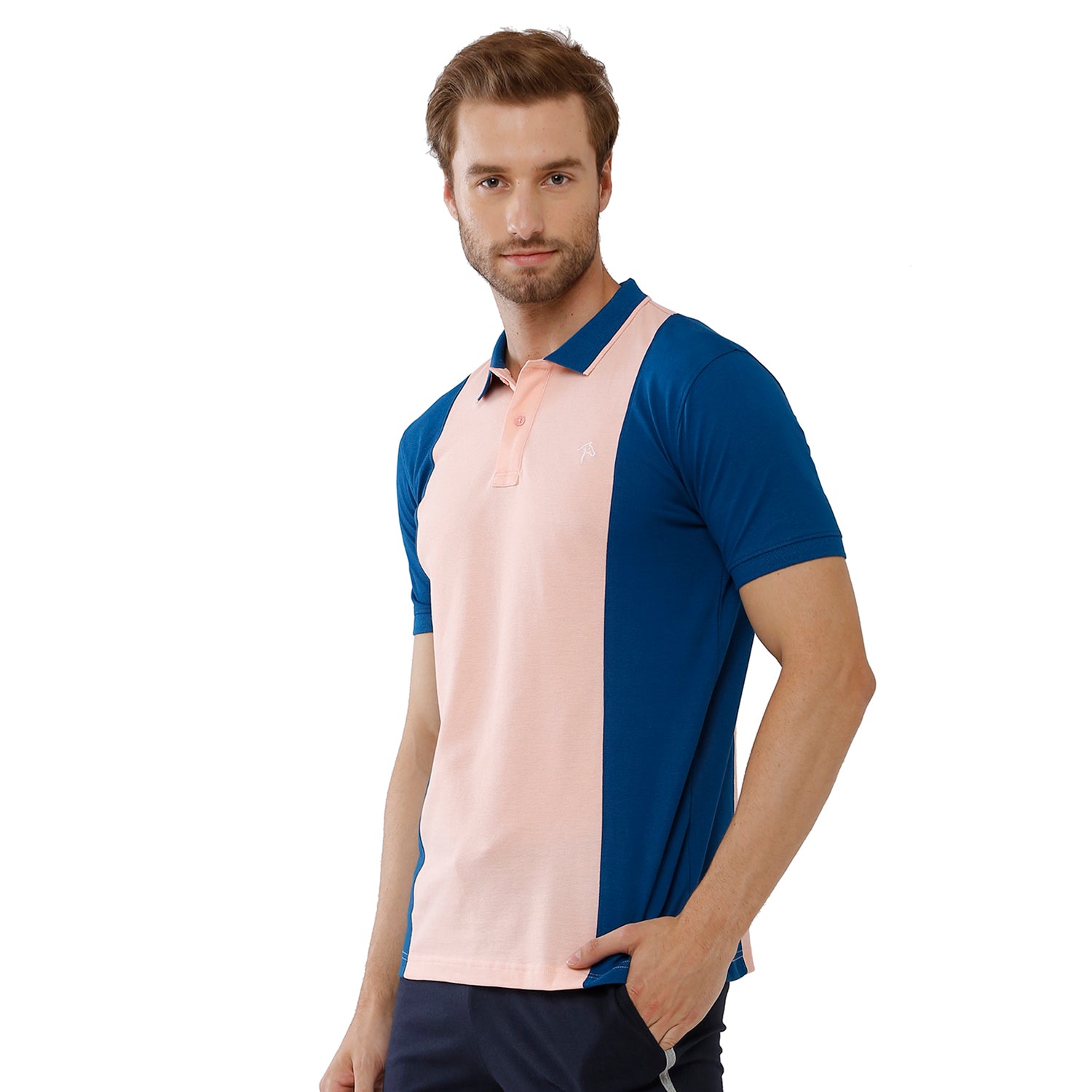 Classic Polo Bro Mens 100% Cotton Color Block Half Sleeve Slim Fit Polo Neck Multicolor T-Shirt (BRP - 330 B SF P) Classic Polo 