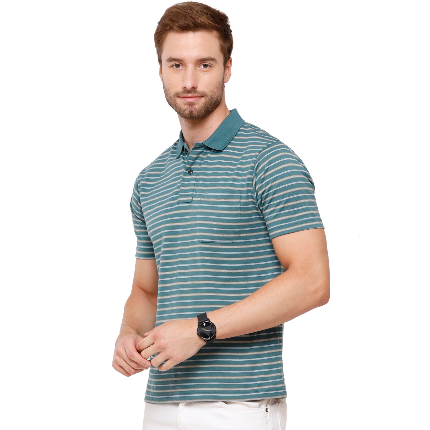 Classic Polo Mens Stripped Half Sleeve Authentic Fit Polo Neck T-Shirt (FEEDERS - 197 B AF P) T-shirt Classic Polo 
