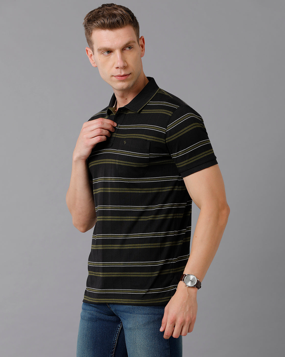 Classic Polo Men's Cotton Striped Slim Fit Multicolor T-Shirt | Trs - 95 B