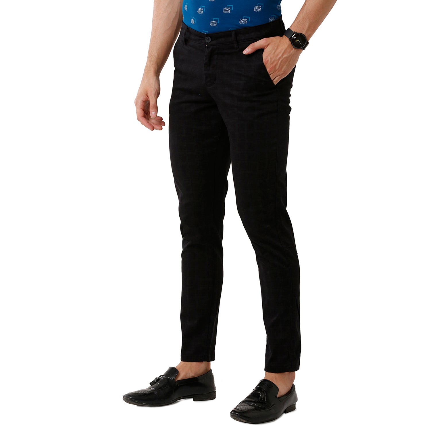 Swiss Club Mens Slim Fit Black Color Trousers -SC-38 B Blk Pants Swiss Club 