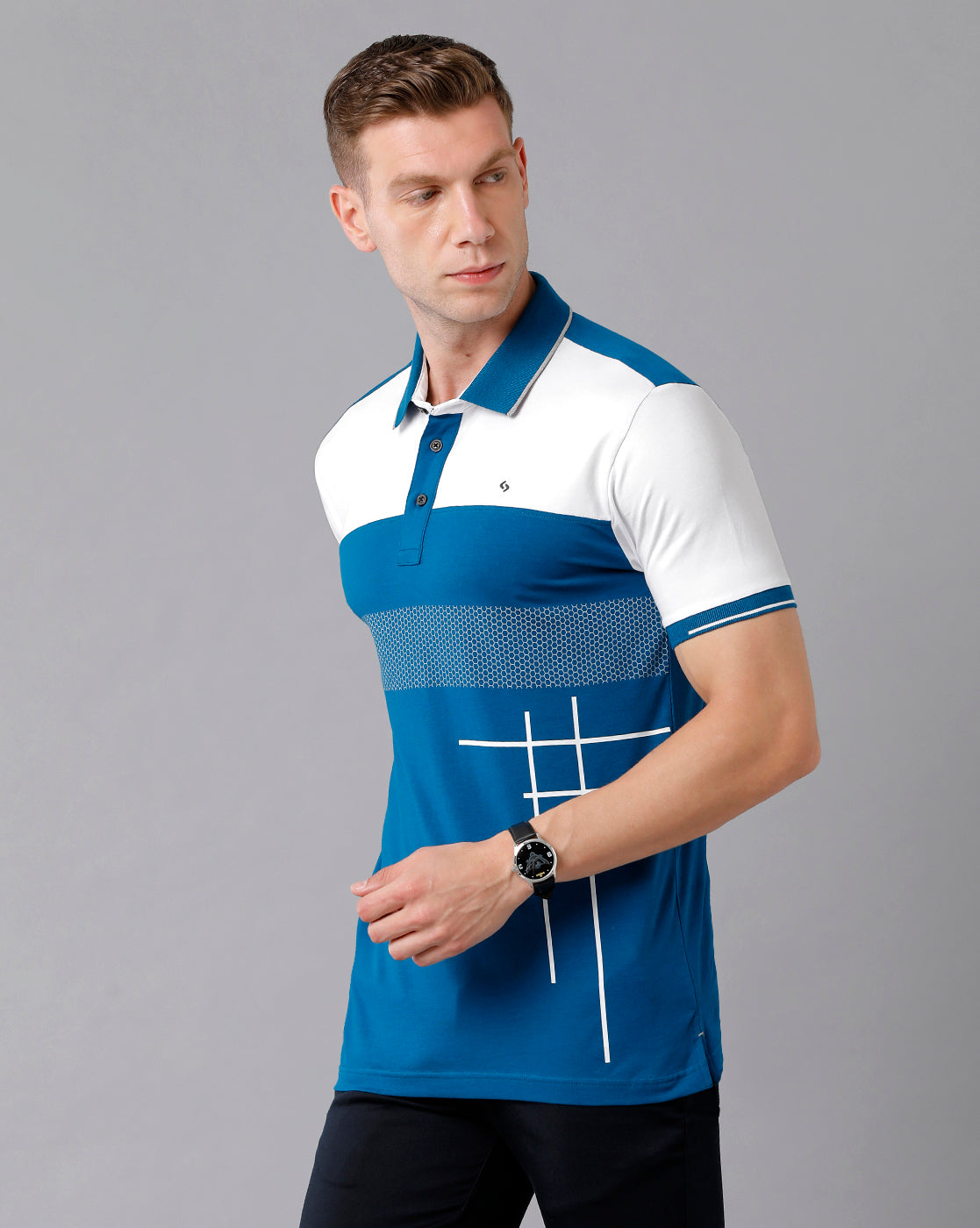 Classic Polo Men's Cotton Color Block Half Sleeve Slim Fit Polo Neck Multicolor T-Shirt | Prm - 727 A