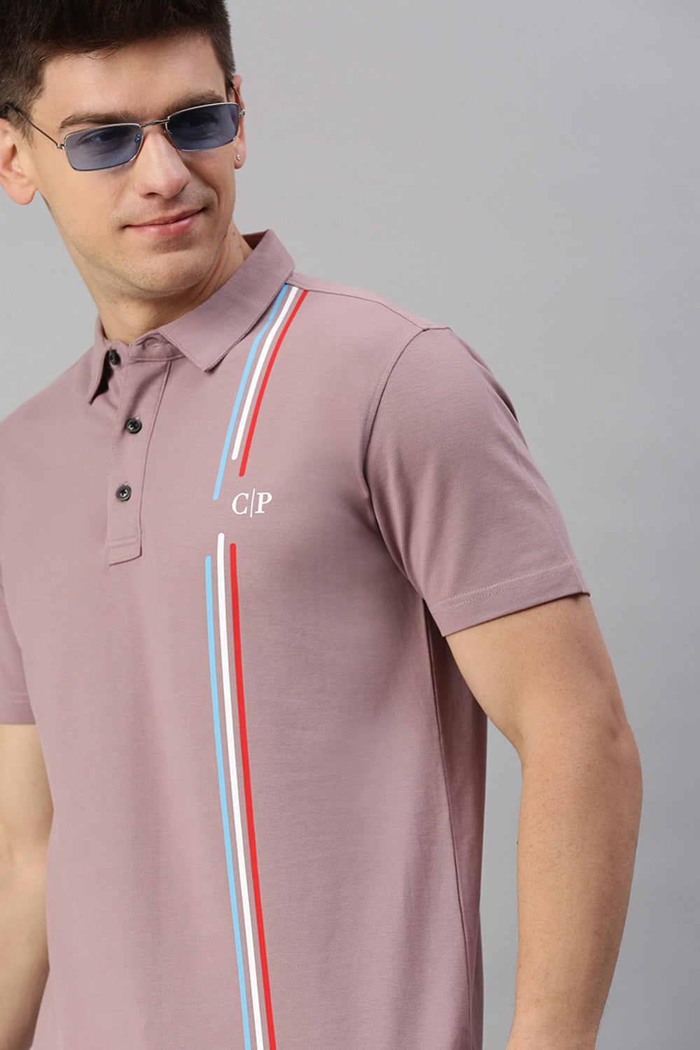 Classic Polo Men's Cotton Half Sleeve Printed Slim Fit Polo Neck Pink Color T-Shirt | Unico - 85 B