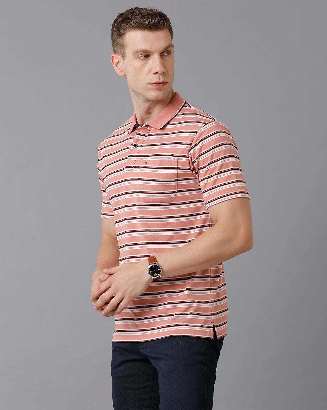 Classic Polo Men's Cotton Striped Authentic Fit Multicolor T-Shirt | Feeders - 202 B