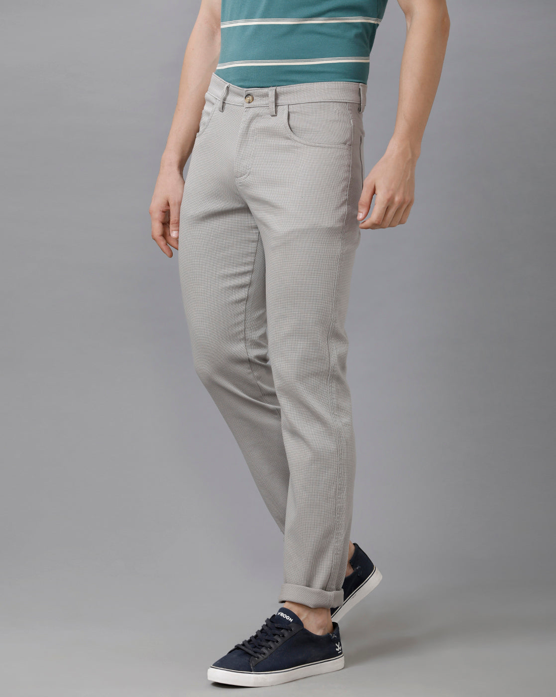 CP BRO Men's Cotton Solid Slim Fit Grey Color Trousers | Tbn2 14 B