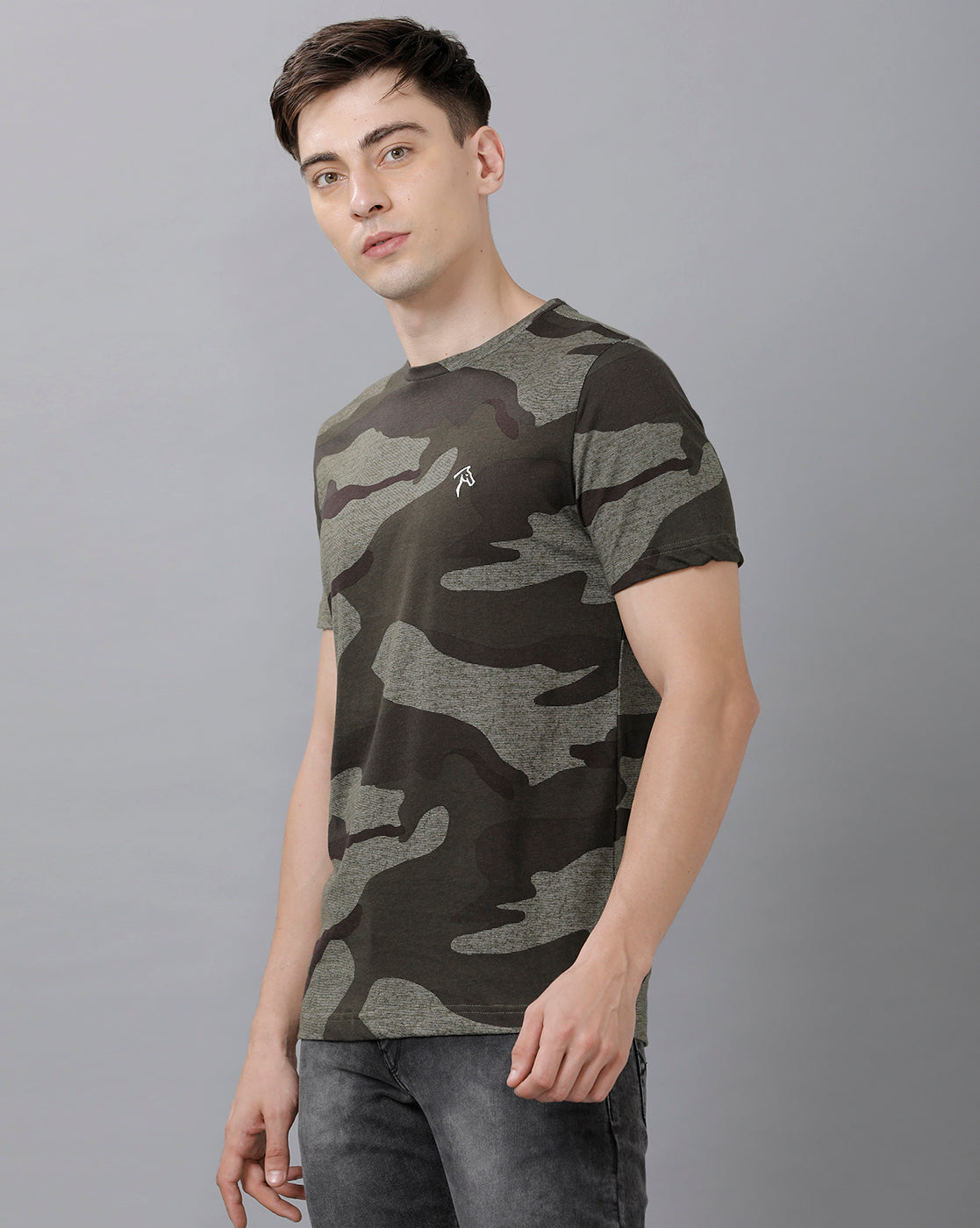 CP BRO Men's Cotton Printed Half Sleeve Slim Fit Round Neck Multicolor T-Shirt | Brcn 509