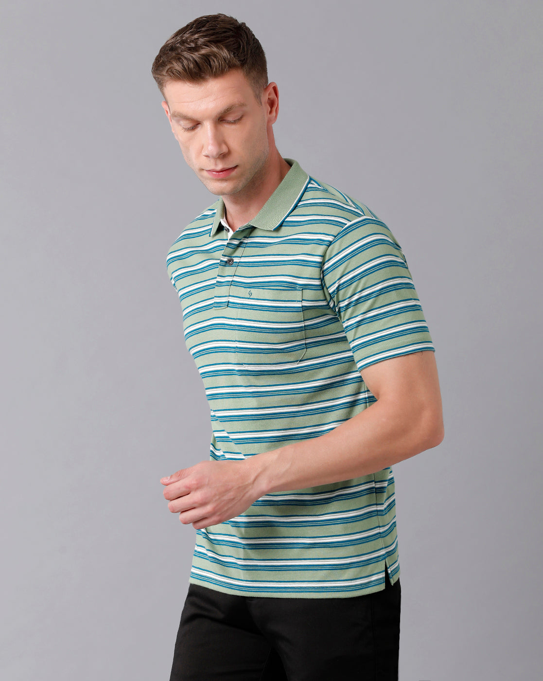 Classic Polo Men's Cotton Striped Half Sleeve Authentic Fit Polo Neck Multicolor T-Shirt | Feeders - 202 A