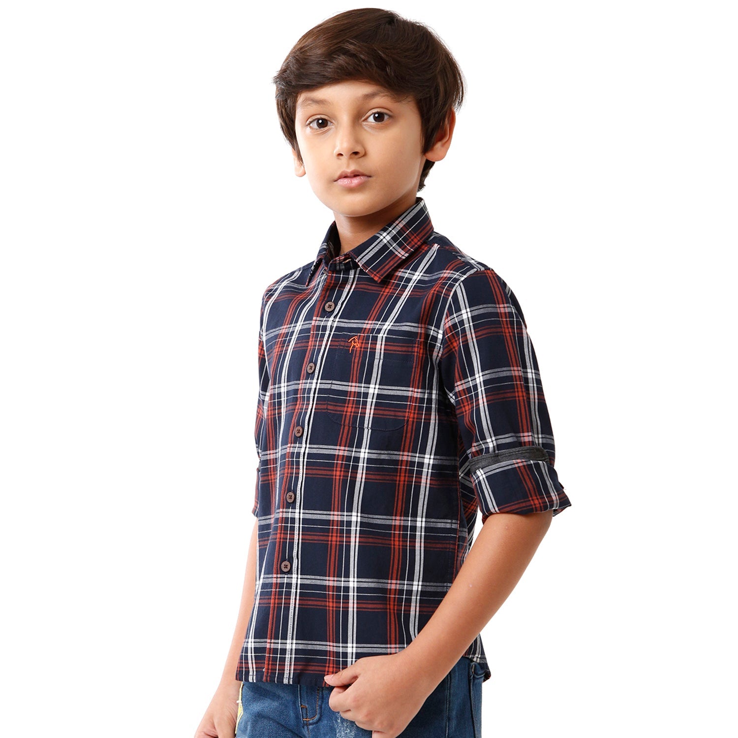Classic Polo Bro Boys Checked Full Sleeve Slim Fit Navy Color Shirt - BBSH S2 25 B Shirts Classic Polo 