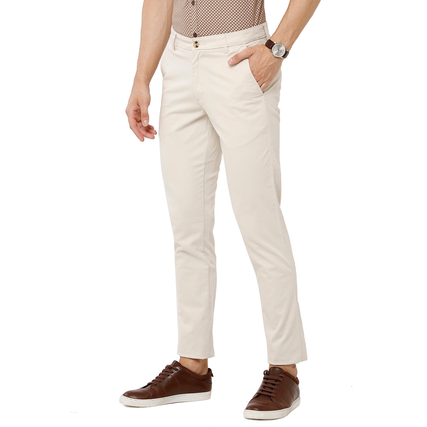 Style Hook Polyster Blend Formal Trousers For Man regular fit formal pants  cream colour 