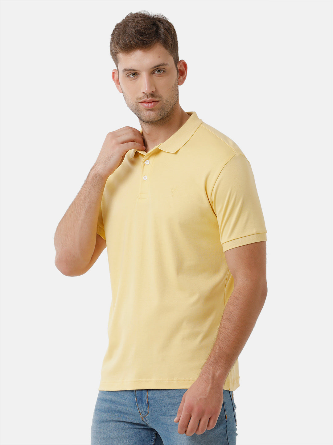 Classic Polo Mens Cotton Half Sleeve Solid Slim Fit Polo Neck Yellow Color T-Shirt | Unico 59 B