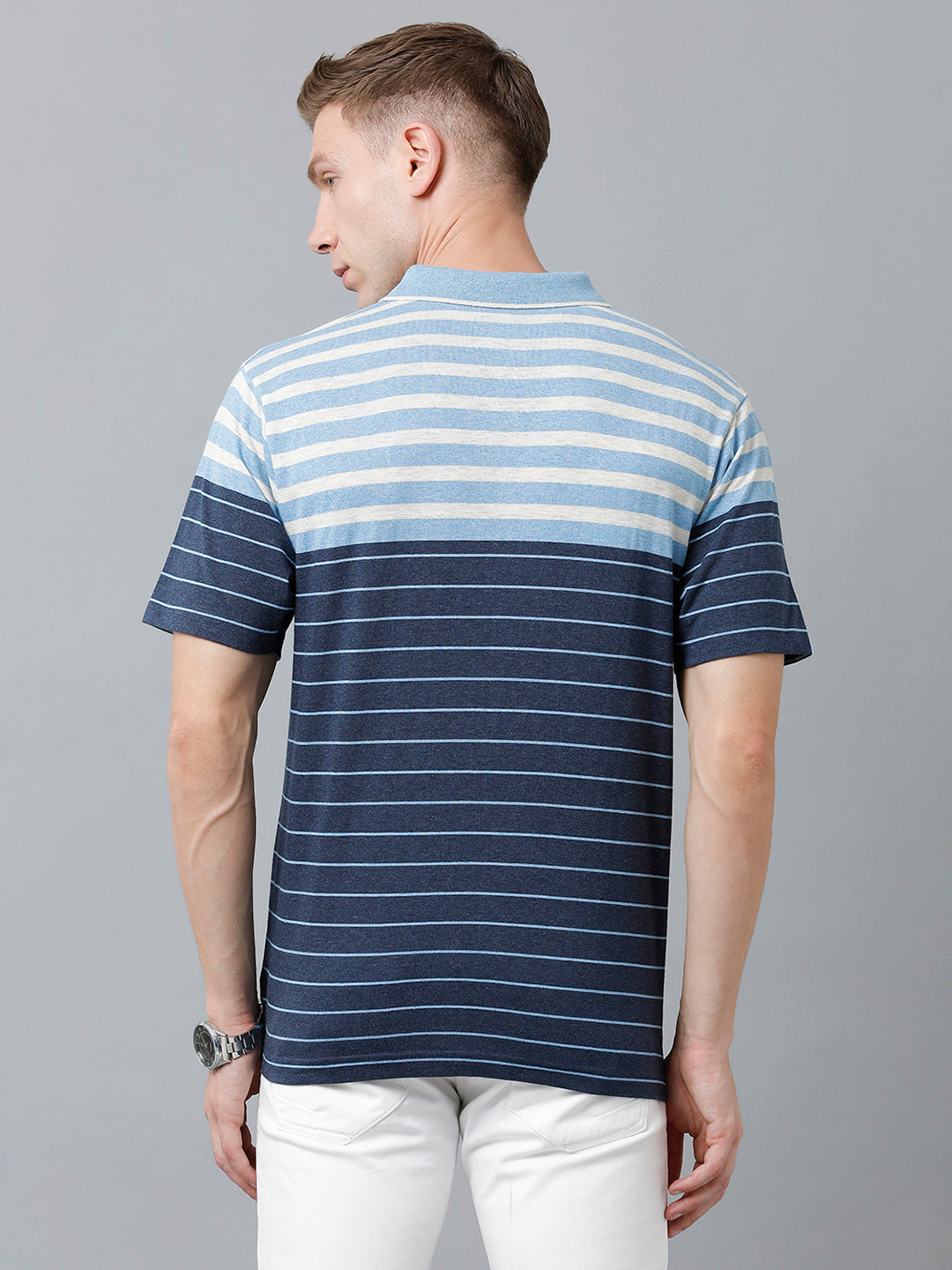 Classic Polo Men's Cotton Blend Half Sleeve Striped Authentic Fit Polo Neck Multicolor Color T-Shirt | Mel - 228 A