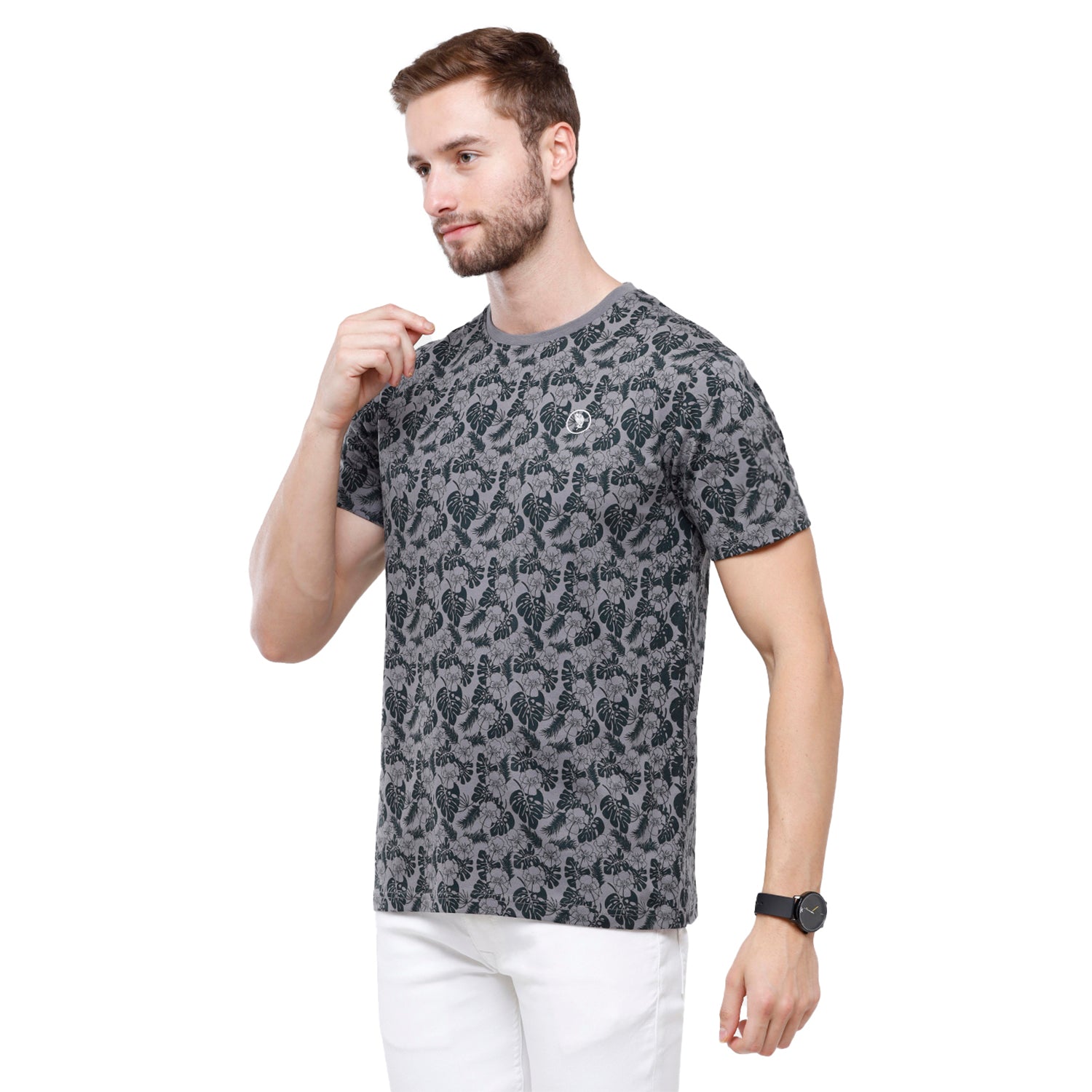 Swiss Club Mens Black Printed Slim Fit Half Sleeve Round Neck T-Shirt (CUB - 55 B SF C) T-shirt Swiss Club 