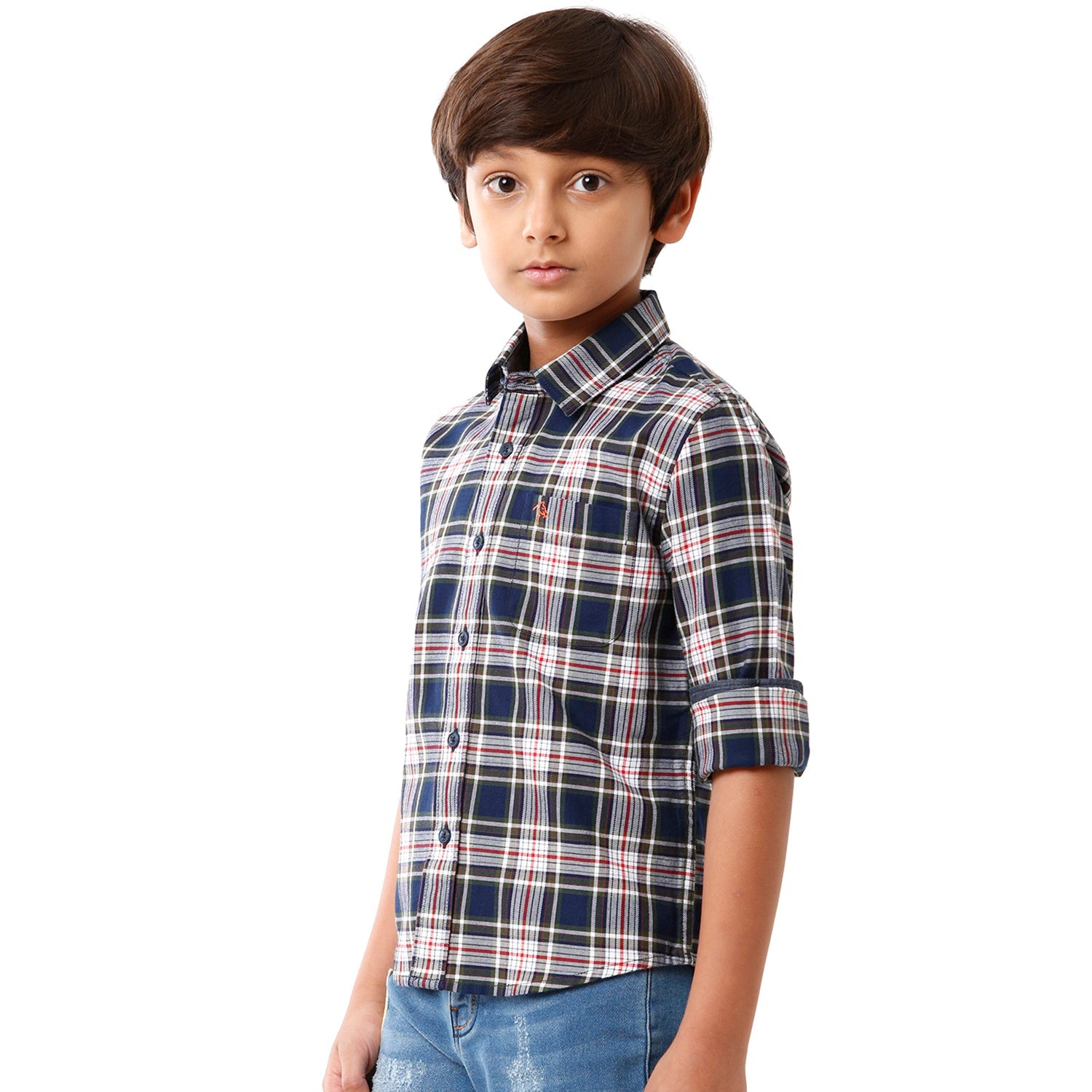 Classic Polo Bro Boys Checked Full Sleeve Slim Fit Blue Color Shirt - BBSH S2 15 B Shirts Classic Polo 