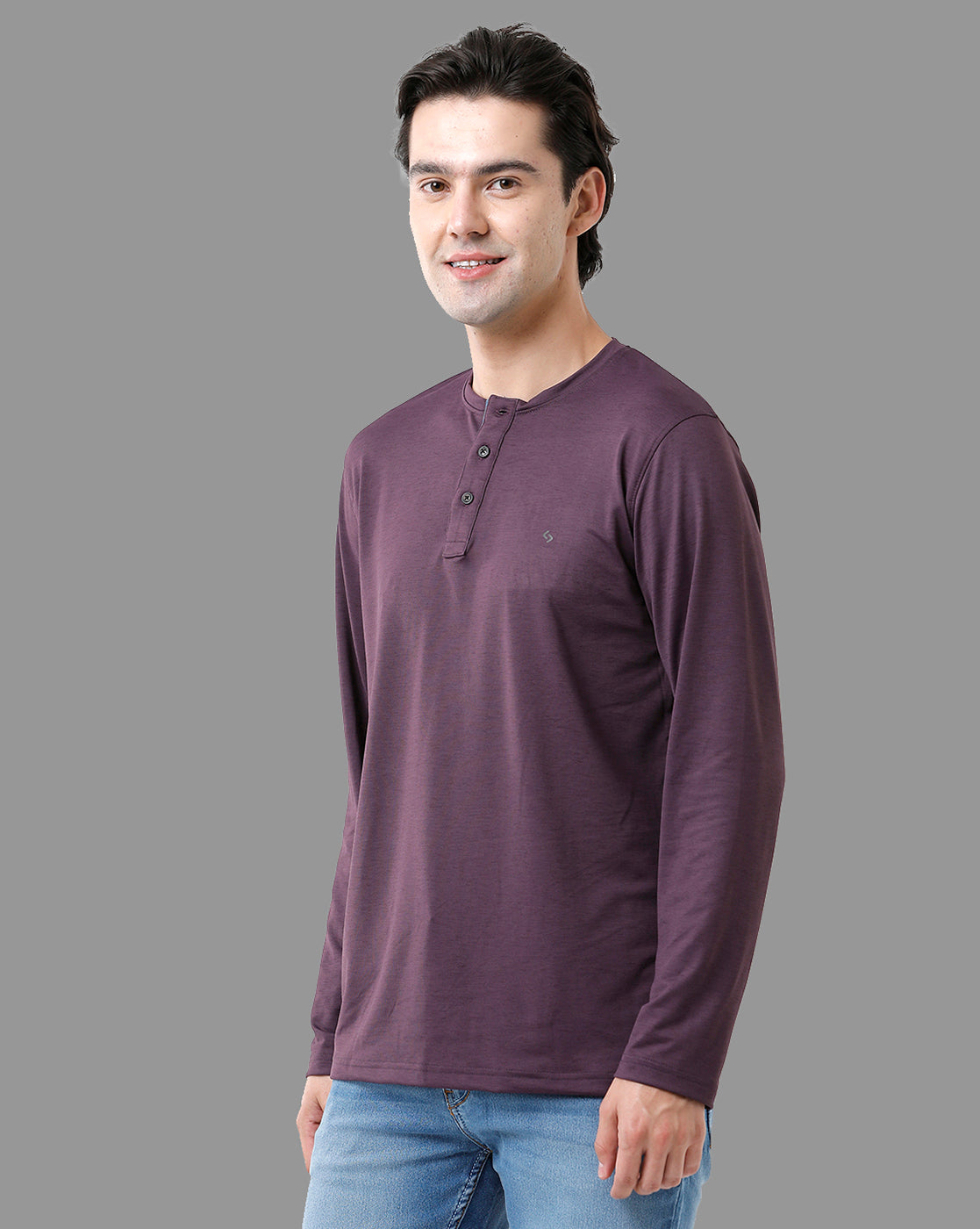 Classic Polo Mens Cotton Full Sleeve Solid Slim Fit Round Neck Brown Color T-Shirt | Verno - 311 A