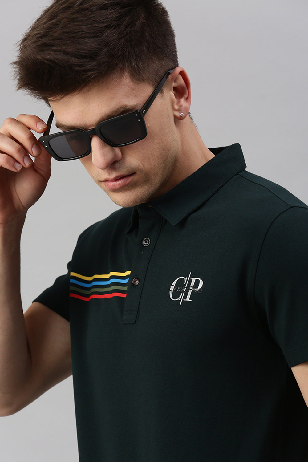 Classic Polo Men's Cotton Half Sleeve Printed Slim Fit Polo Neck Black Color T-Shirt | Unico - 98 B