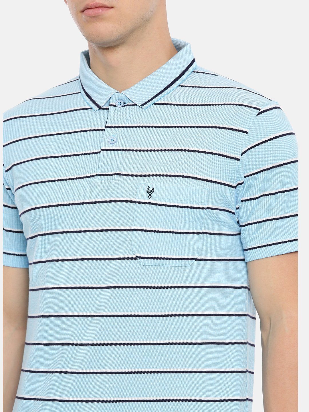Men's Sky blue with multi-color auto stripes polo t-shirt T-shirt Classic Polo 