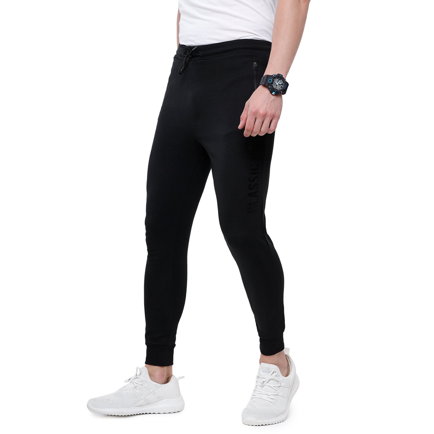 Classic Polo Men's Black Solid Melange Slim Fit Trendy Jogger Pant - Gioz-02 A Classic Polo 