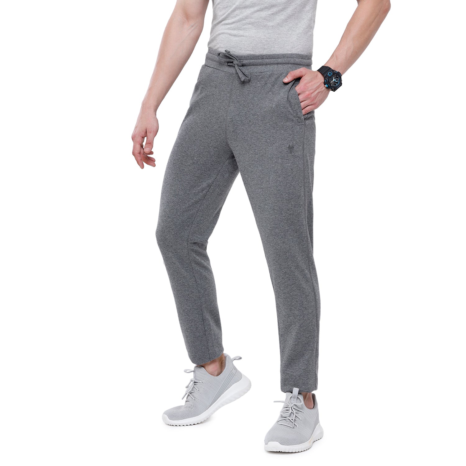 Classic Polo Men's Anthra Solid Melange Slim Fit Trendy Ultra Smart Track Pant - Inox - Anthra Mel Track Pants Classic Polo 