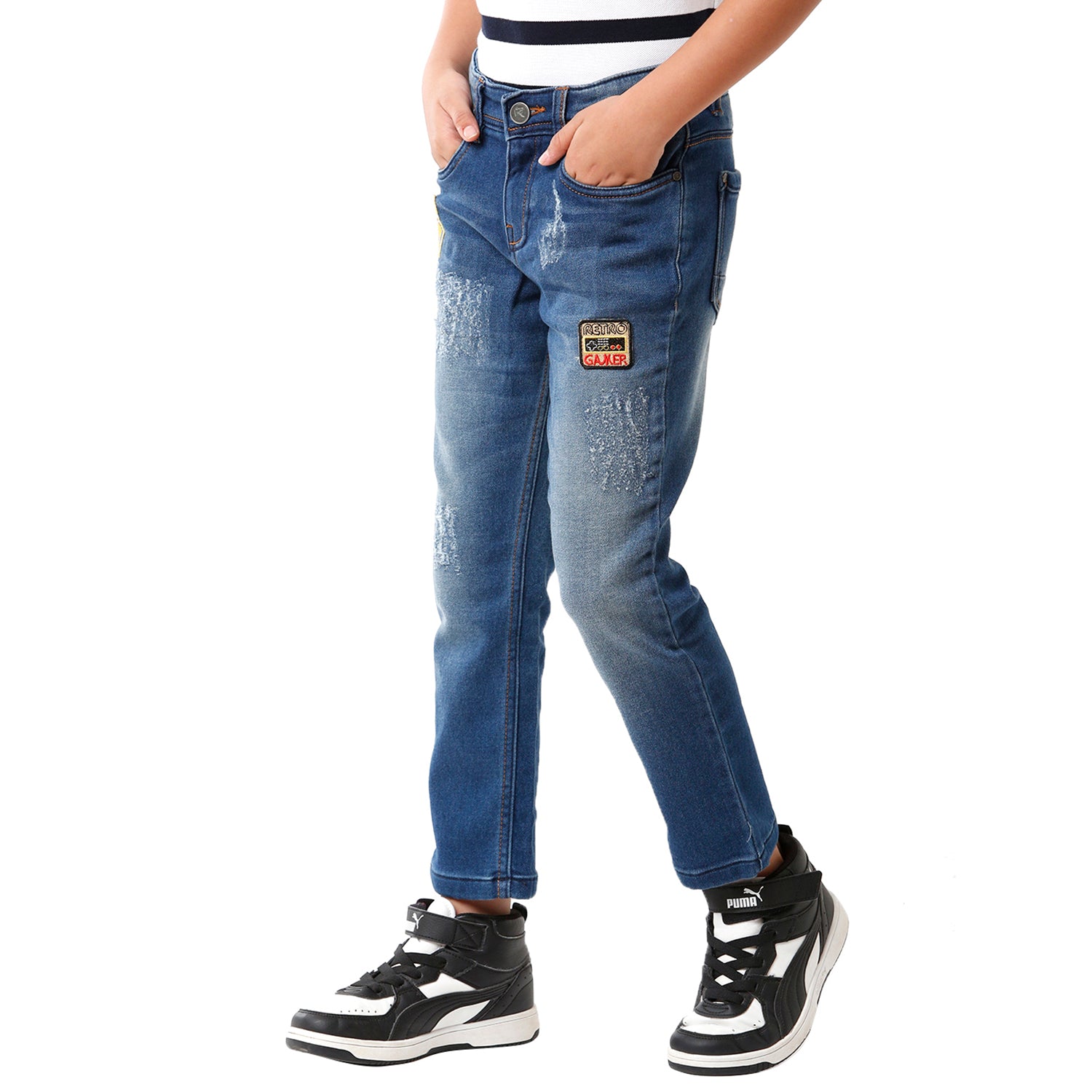 Classic Polo Bro Boys Cotton Solid Slim Fit Blue Color Denim Jeans - BBD S1 02B Classic Polo 