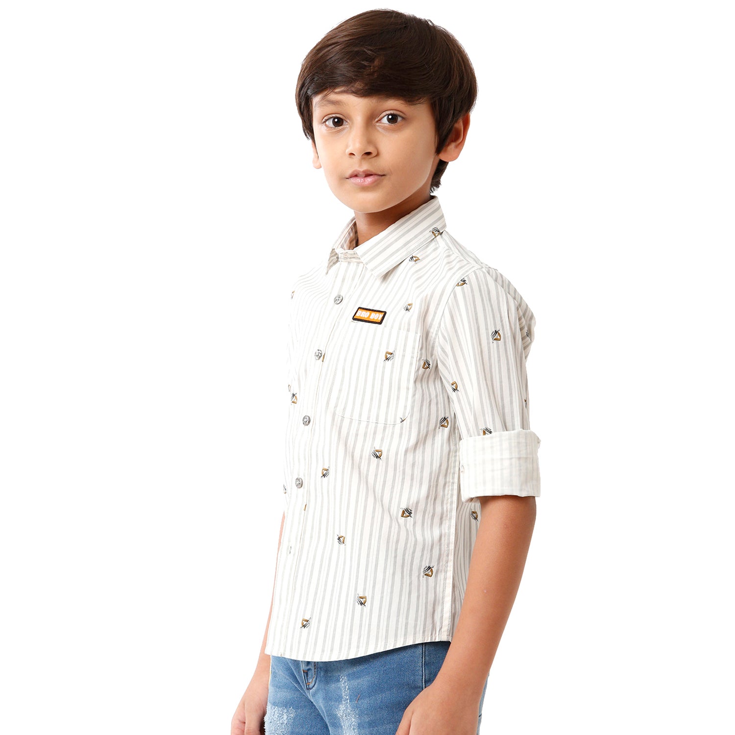 Classic Polo Bro Boys Printed Full Sleeve Slim Fit White Color Shirt - BBSH S2 01 B Shirts Classic Polo 