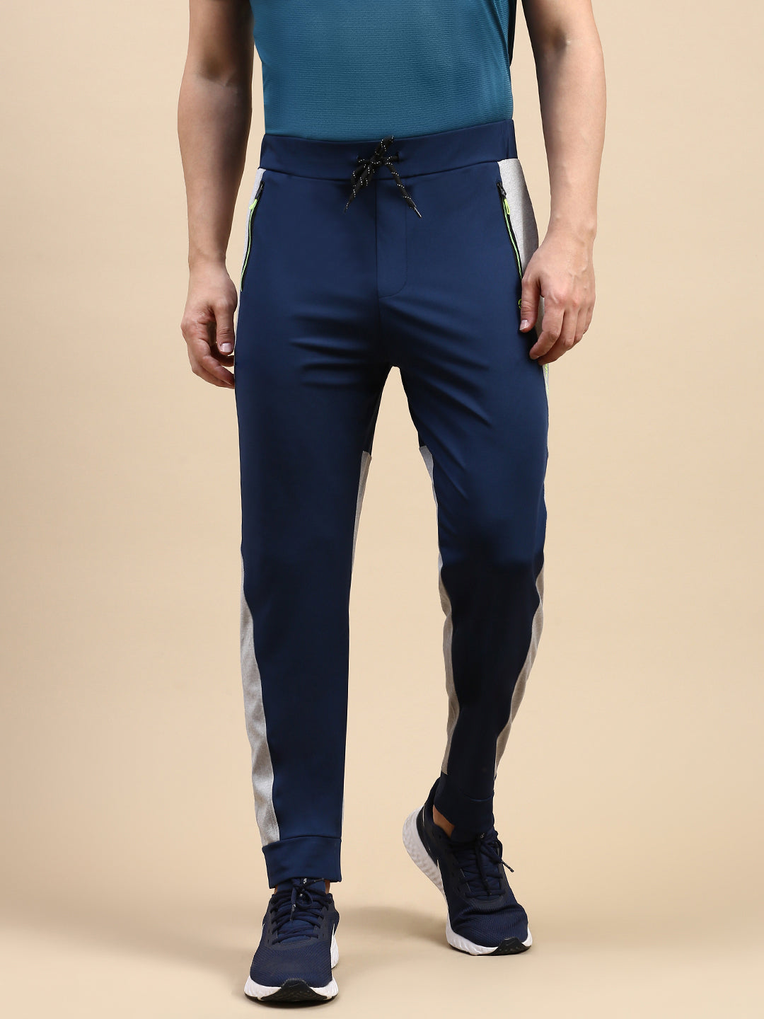 Classic Polo Men's Polyster Navy Blue/Grey Slim Fit Active Wear Trackpant