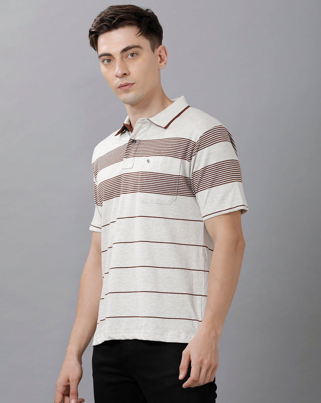 Classic Polo Mens Cotton Blend Striped Half Sleeve Authentic Fit Polo Neck Multicolor T-Shirt | Mel 217 B