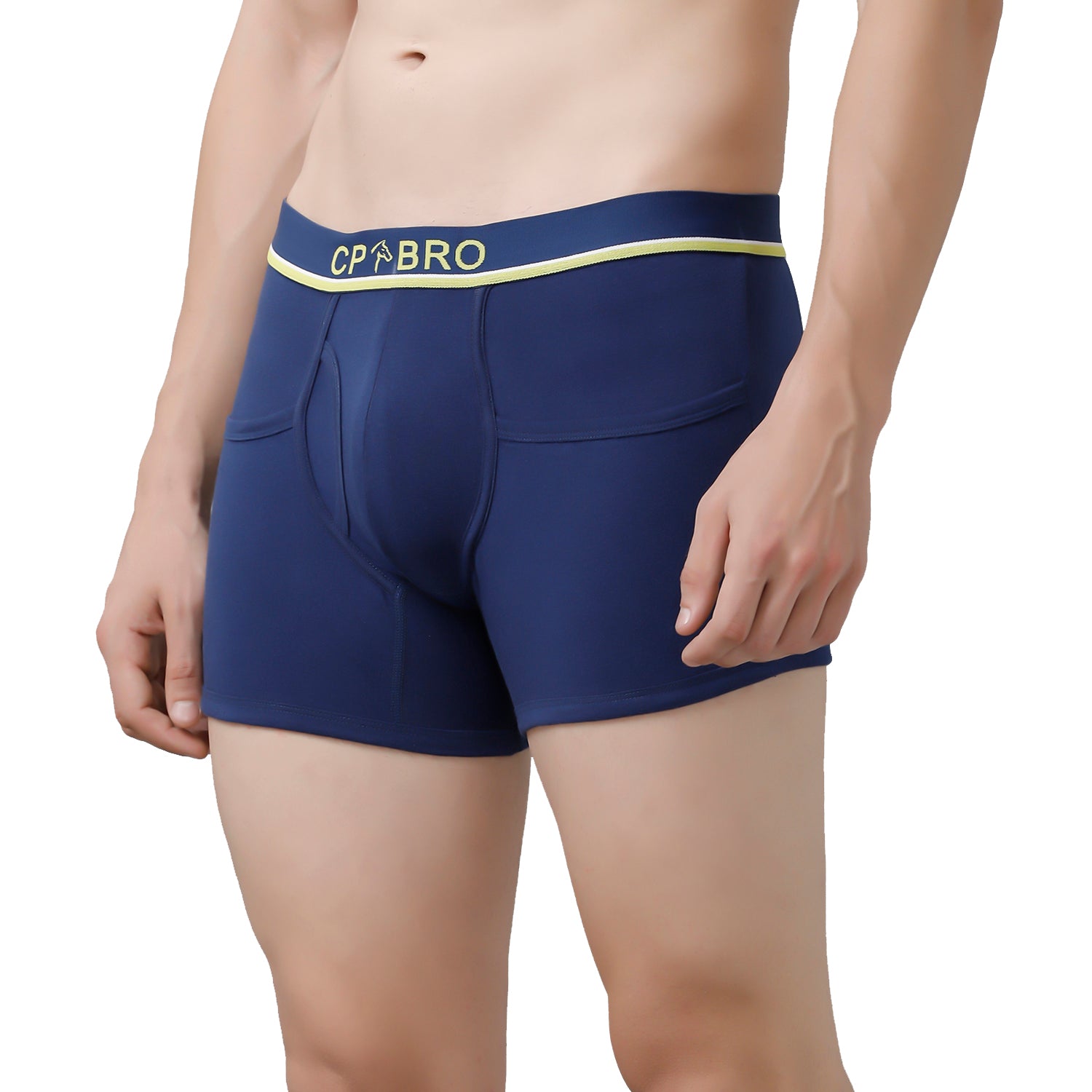 CP BRO Men's Solid Trunks with Exposed Waistband Value Pack - Blue & Grey (Pack of 2)