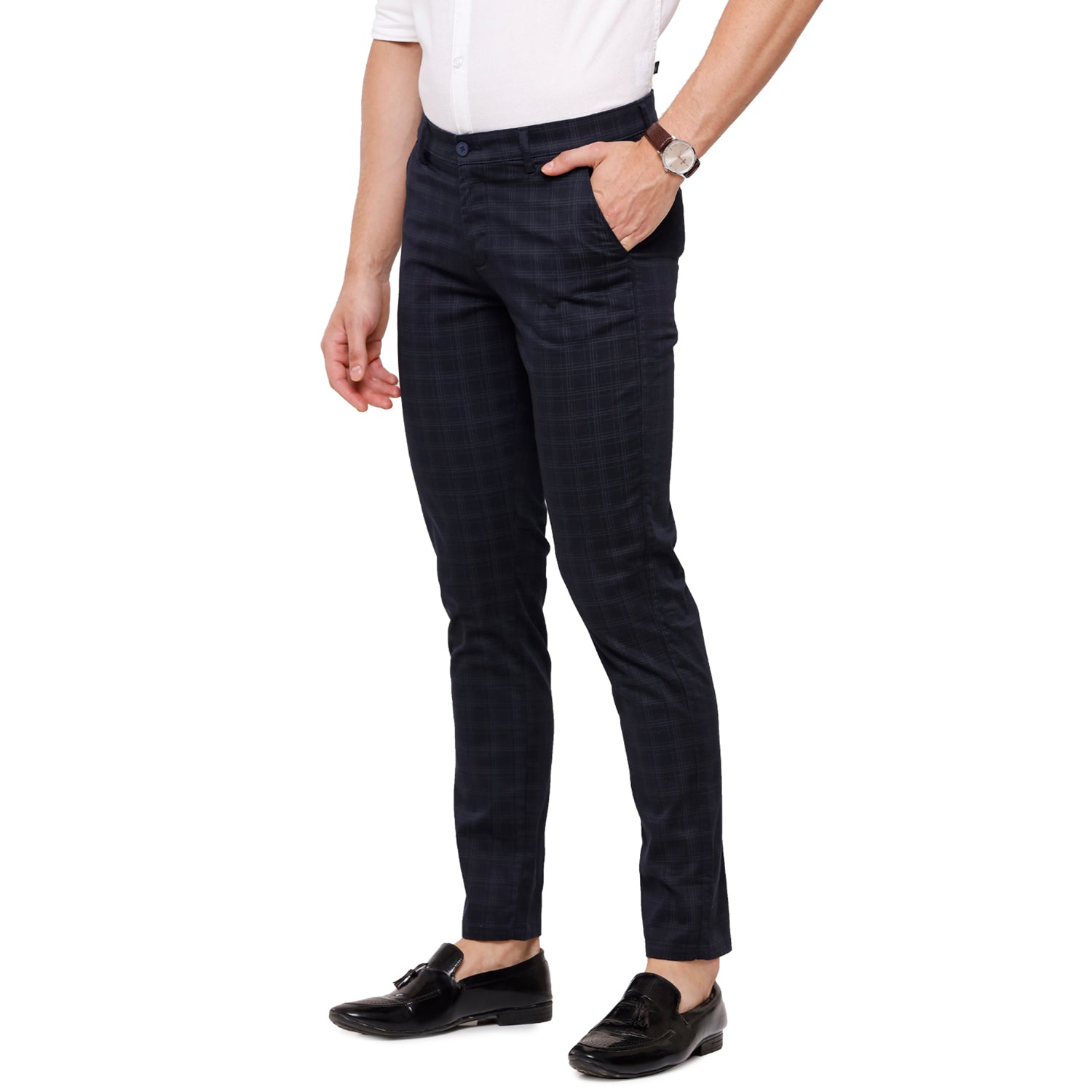 Swiss Club Mens Navy Solid Slim Fit Trousers (T-SC-38 A-NAV-CF-LY) T-shirt Swiss Club 