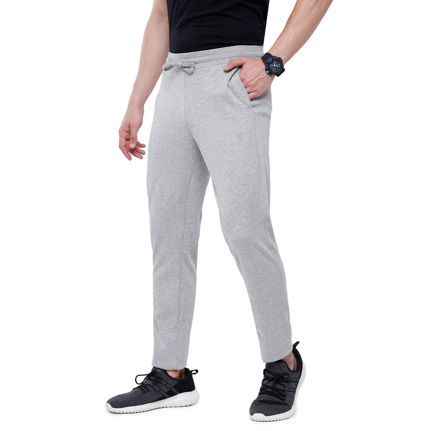 Classic Polo Men's Grey Solid Melange Slim Fit Trendy Ultra Smart Track Pant - Inox - Grey Mel Track Pants Classic Polo 