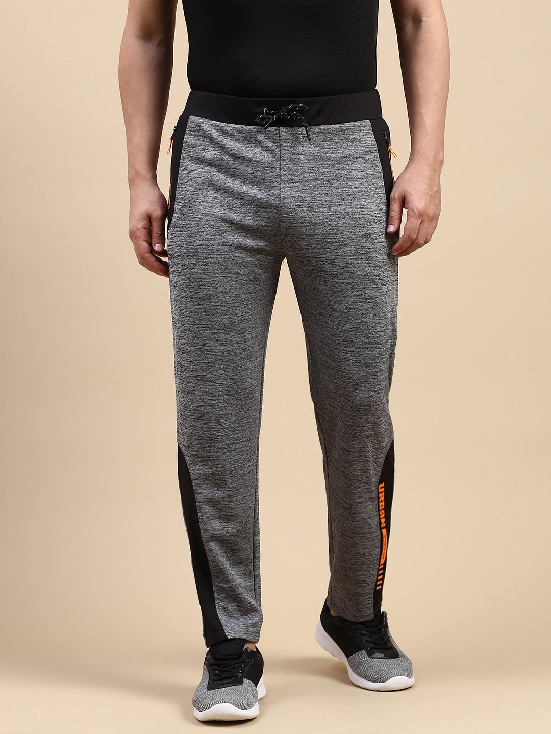 Classic Polo Men's Polyster Dark Gey/Black Slim Fit Active Wear Trackpant