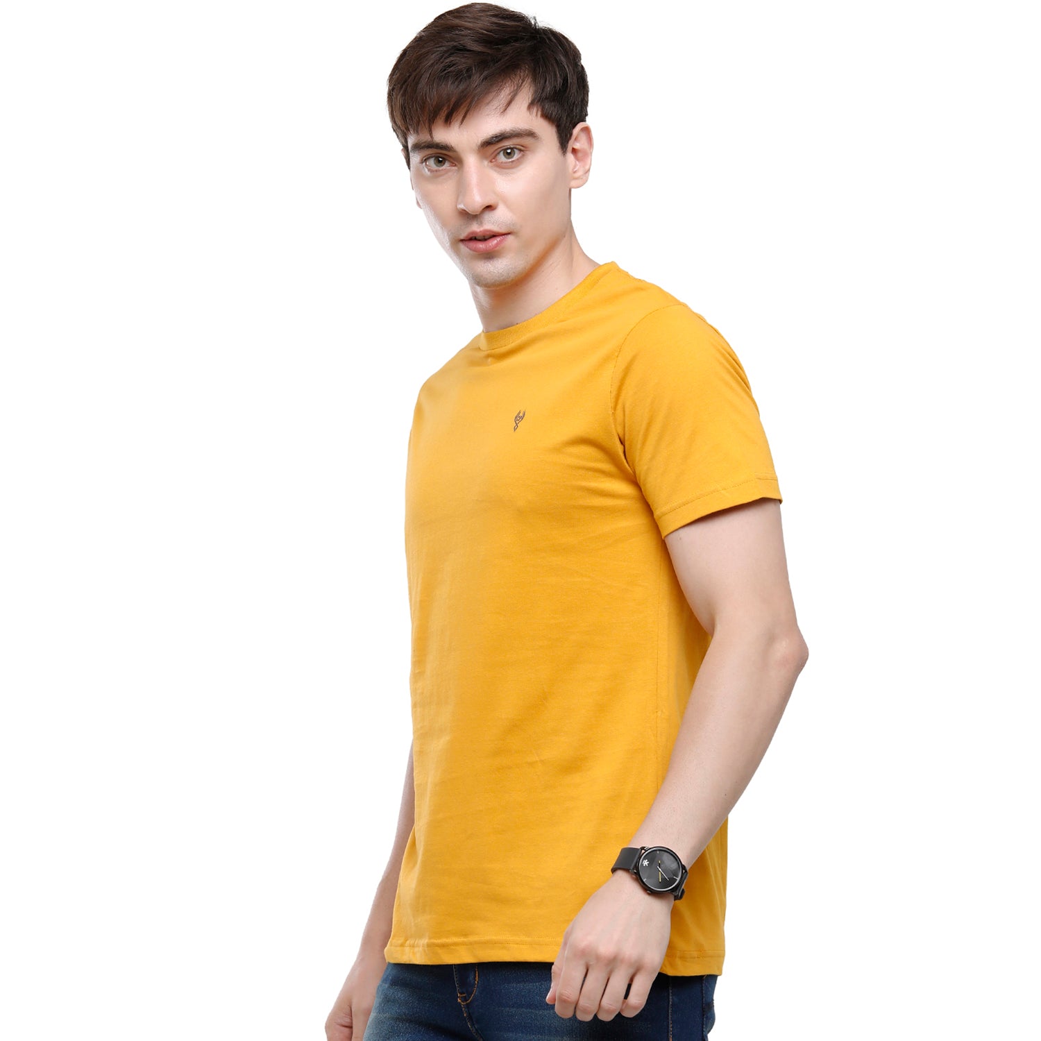 Classic Polo Men's Solid Single Jersey Orange Half Sleeve Slim Fit T-Shirt - Kore-05 T-shirt Classic Polo 