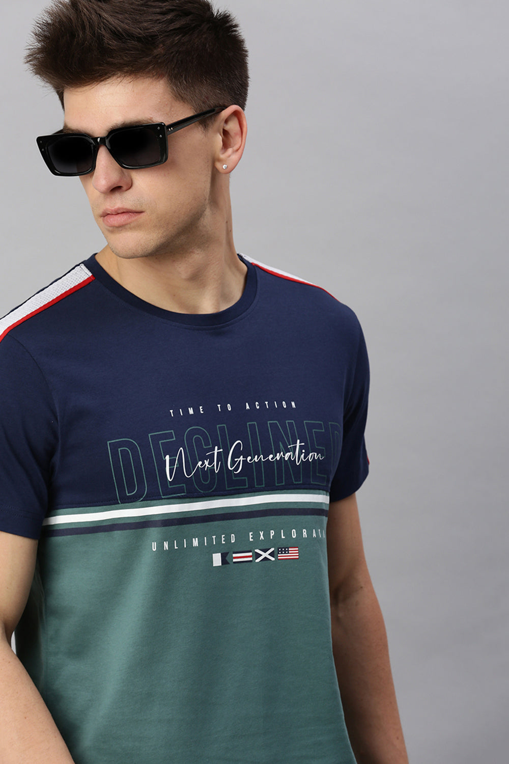 CP BRO Men's Cotton Half Sleeve Color Block Slim Fit Crew Neck Olive Color T-Shirt | Brcn - 520 B