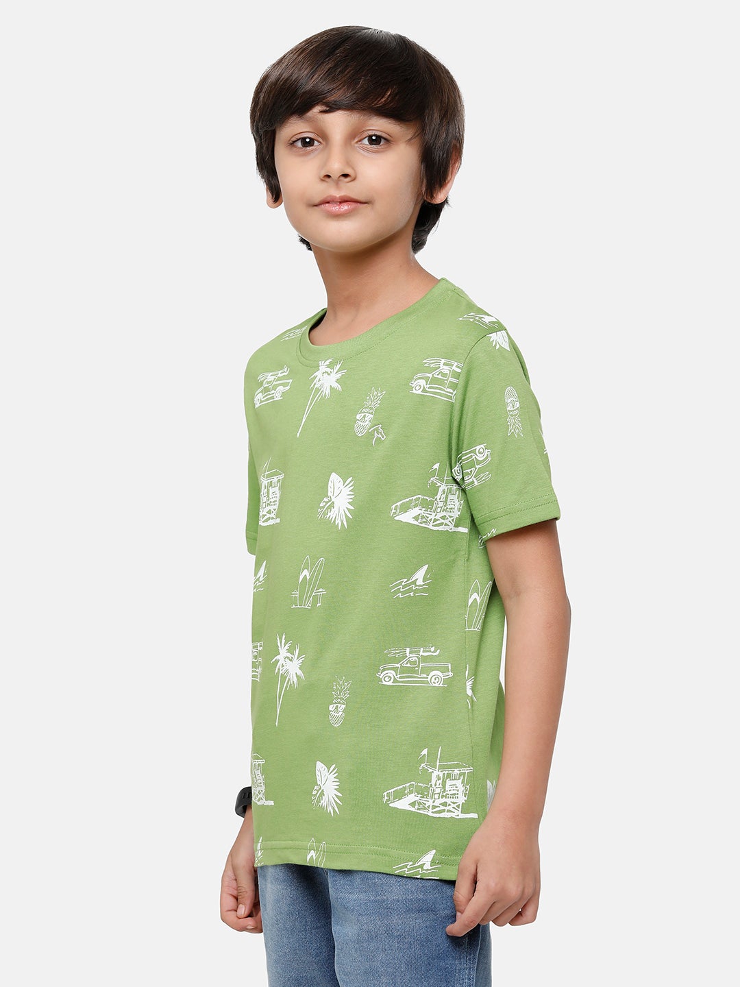 CP Boys 100% Cotton Printed Half Sleeve Slim Fit Round Neck T-Shirt T-shirt Classic Polo 