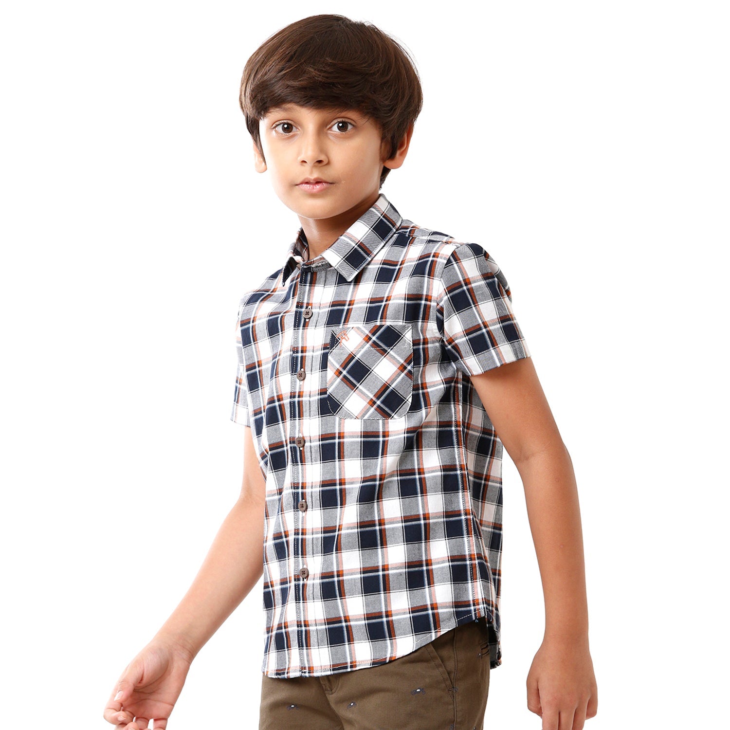 Classic Polo Bro Boys Checked Half Sleeve Slim Fit Blue Color Shirt - BBSH S2 11 A Shirts Classic Polo 