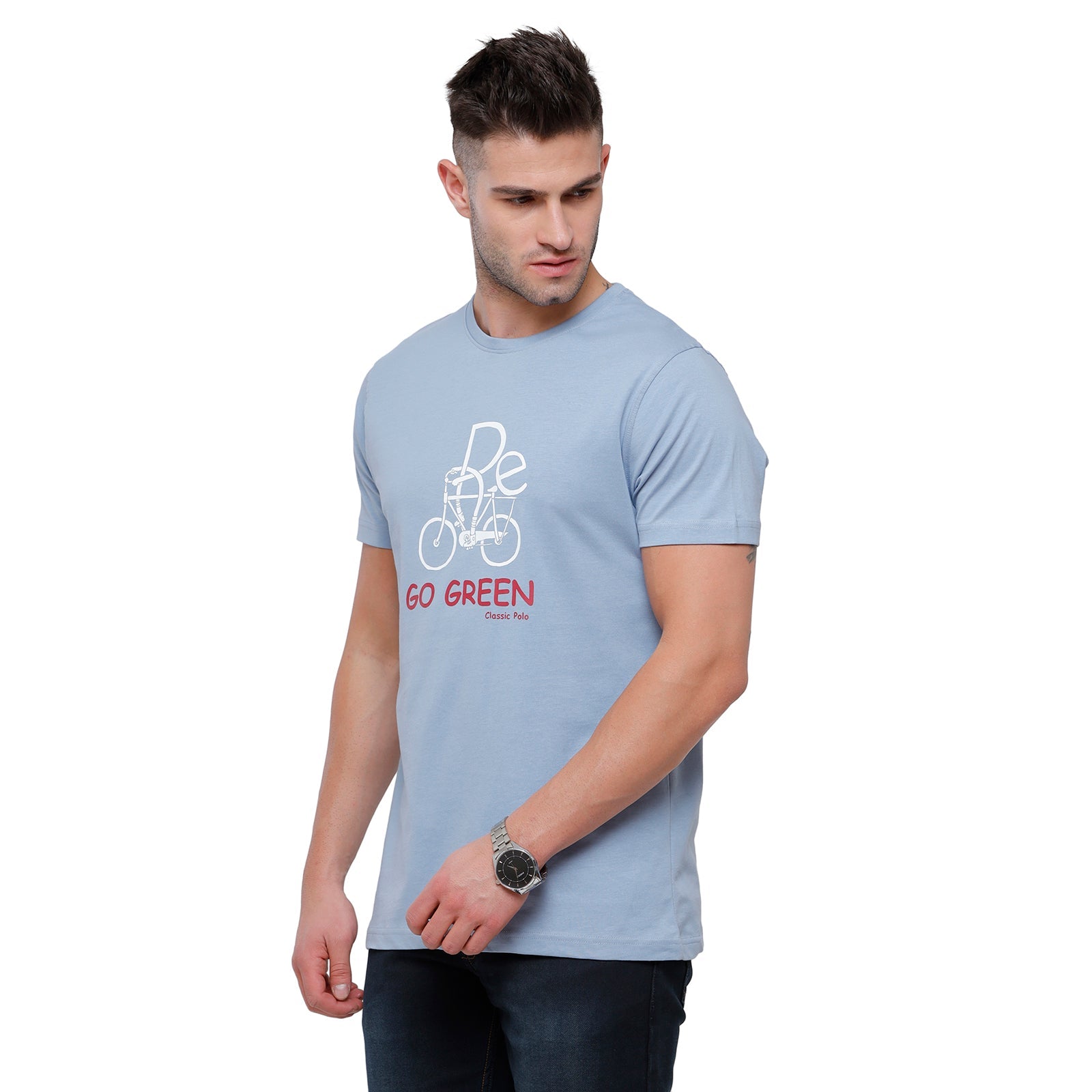 Classic Polo Mens Chest Print Half Sleeve Slim Fit T-Shirt BALENO - 402 B T-shirt Classic Polo 