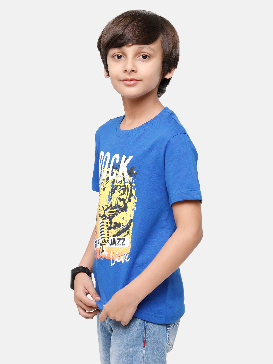 CP Boys Navy Printed Half Sleeve Slim Fit Round Neck T-Shirt (BBC - 24 B SF C) T-shirt Classic Polo 