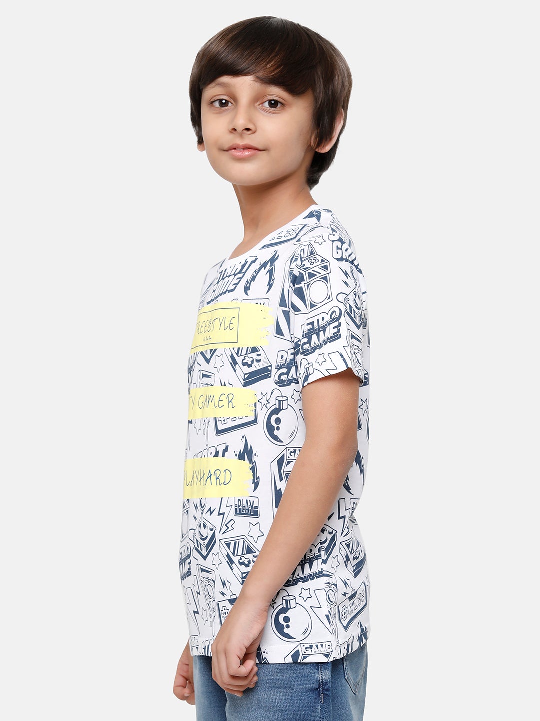 CP Boys Multicolor Printed Slim Fit Round Neck T-Shirt T-shirt Classic Polo 