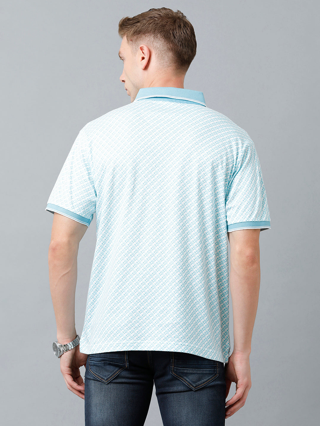 Classic Polo Men's Cotton Half Sleeve Printed Authentic Fit Polo Neck Sky Blue Color T-Shirt | Carve Polo - 09 B